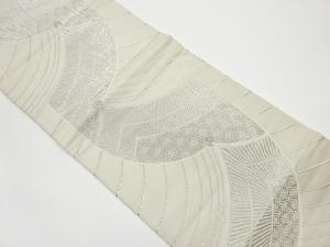 リサイクル　曲線に亀甲・七宝・菊模様織出し袋帯